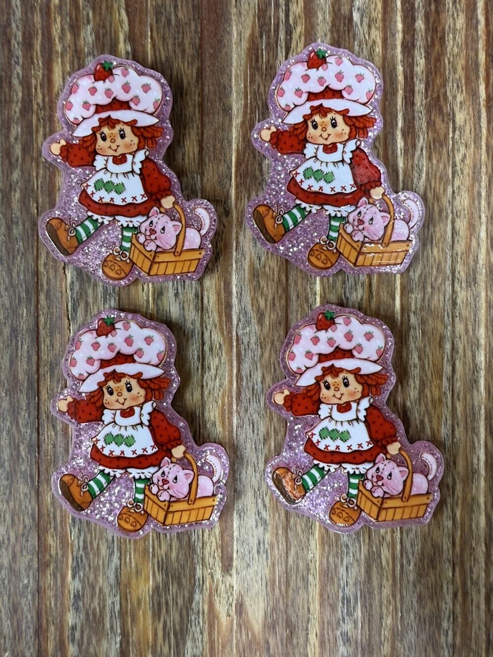 4 Pc Strawberry Shortcake Acrylic Flatbacks